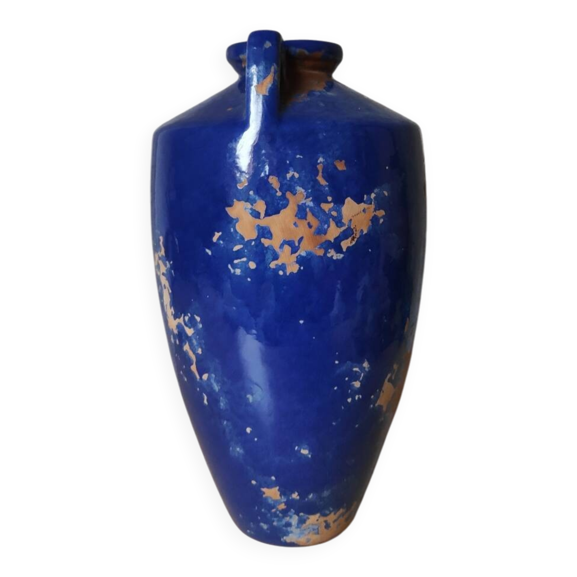 Vase bleu tacheté
