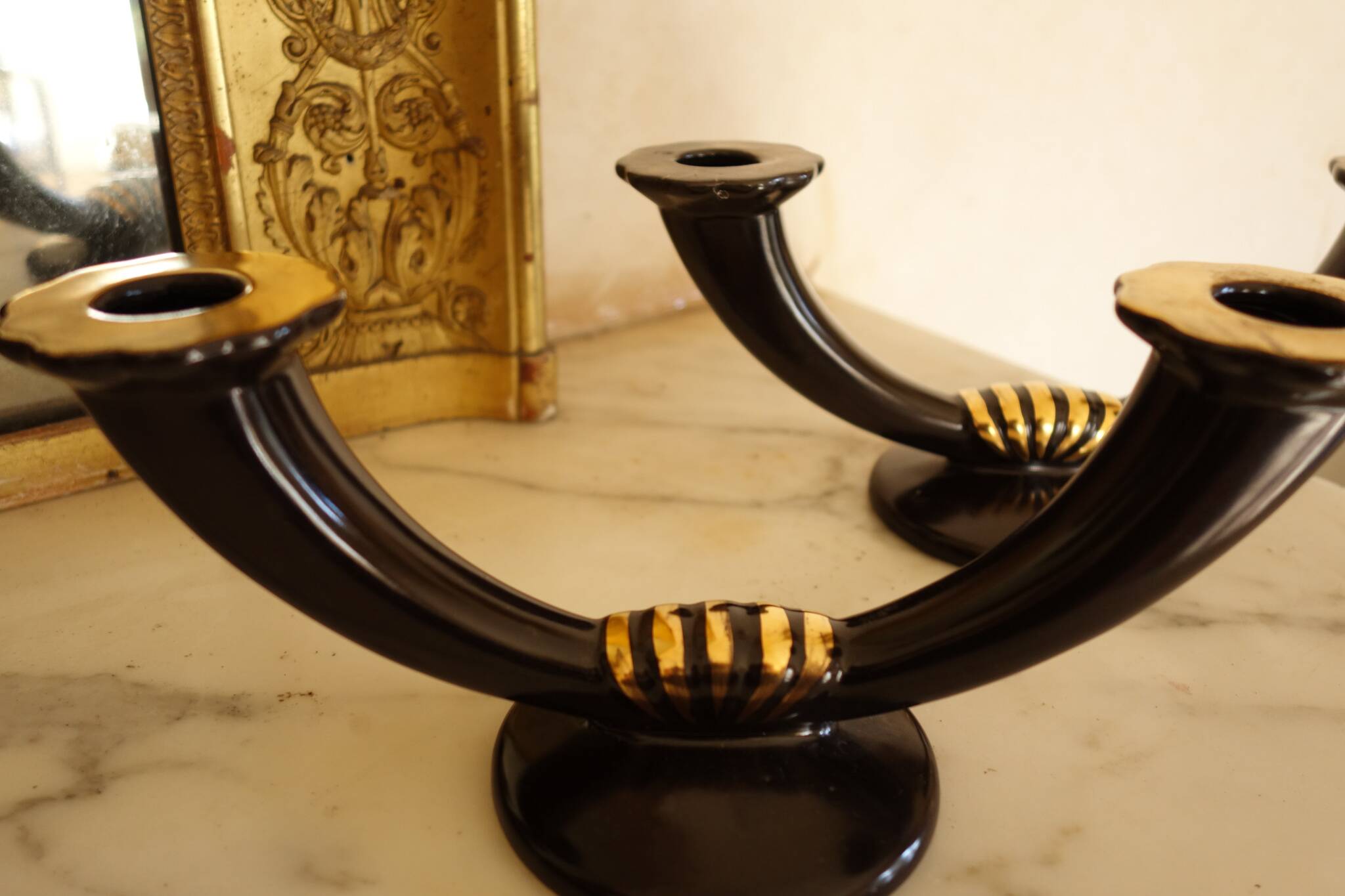 Pair of Gien Art Deco Candlesticks