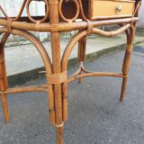 Bamboo and rattan side table, 1950s-1960s