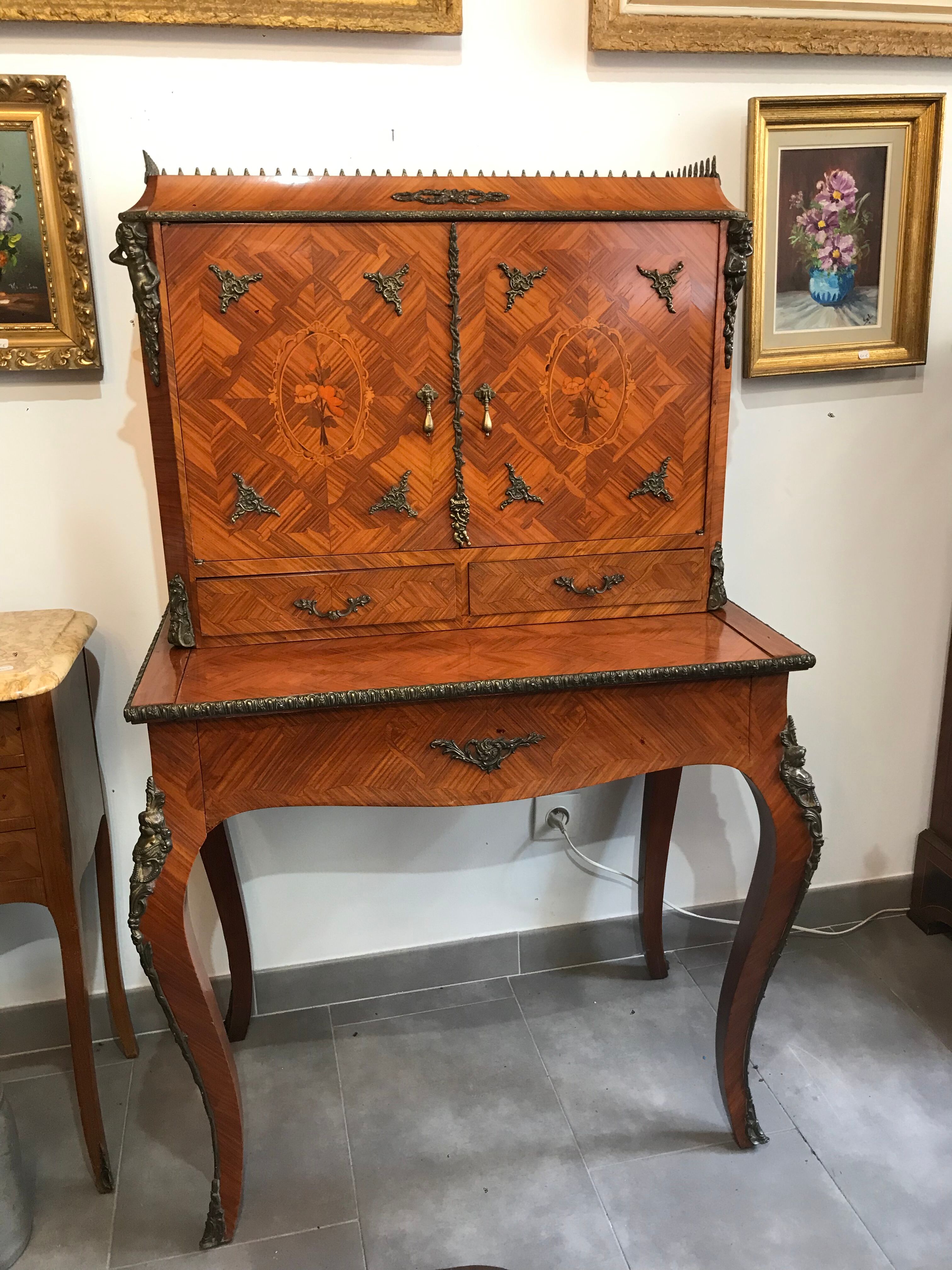 Former secretary in rosewood marquetry