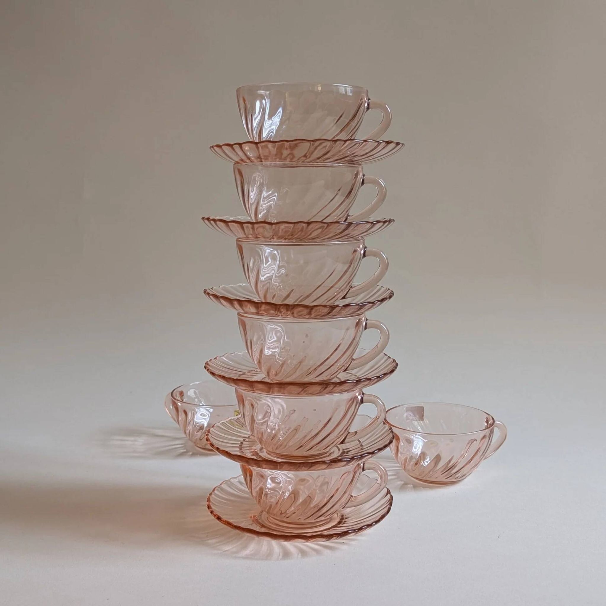 Rosaline tea or coffee service, Arcoroc France, 1970s/1980s
