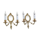 Pair of louis XV beveled mirror wall lamps in bronze by "Lucien Gau"