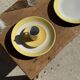 Set of 2 large plates with yellow rim, brand 12.