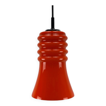 Suspension en verre orange en forme de trompette rare Peill & Putzler 1960