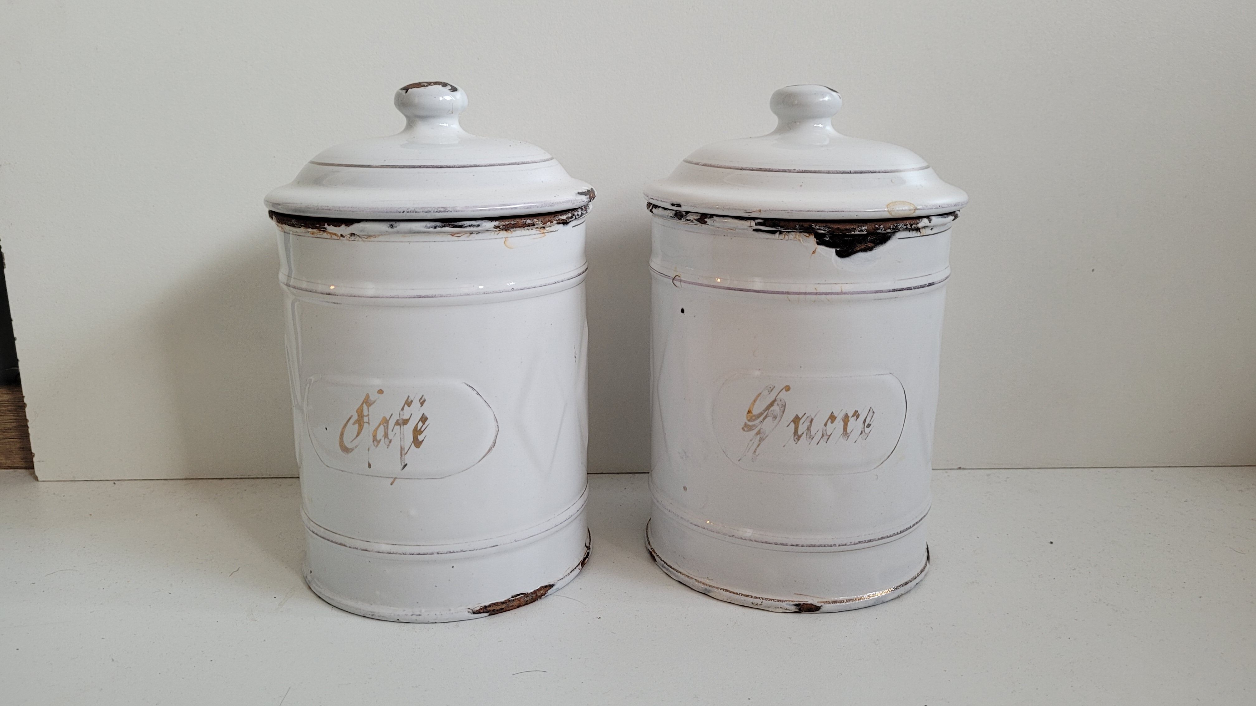 Duo pots kitchen enamelled sugar coffee