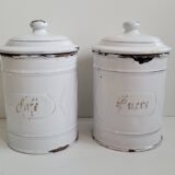 Duo pots kitchen enamelled sugar coffee
