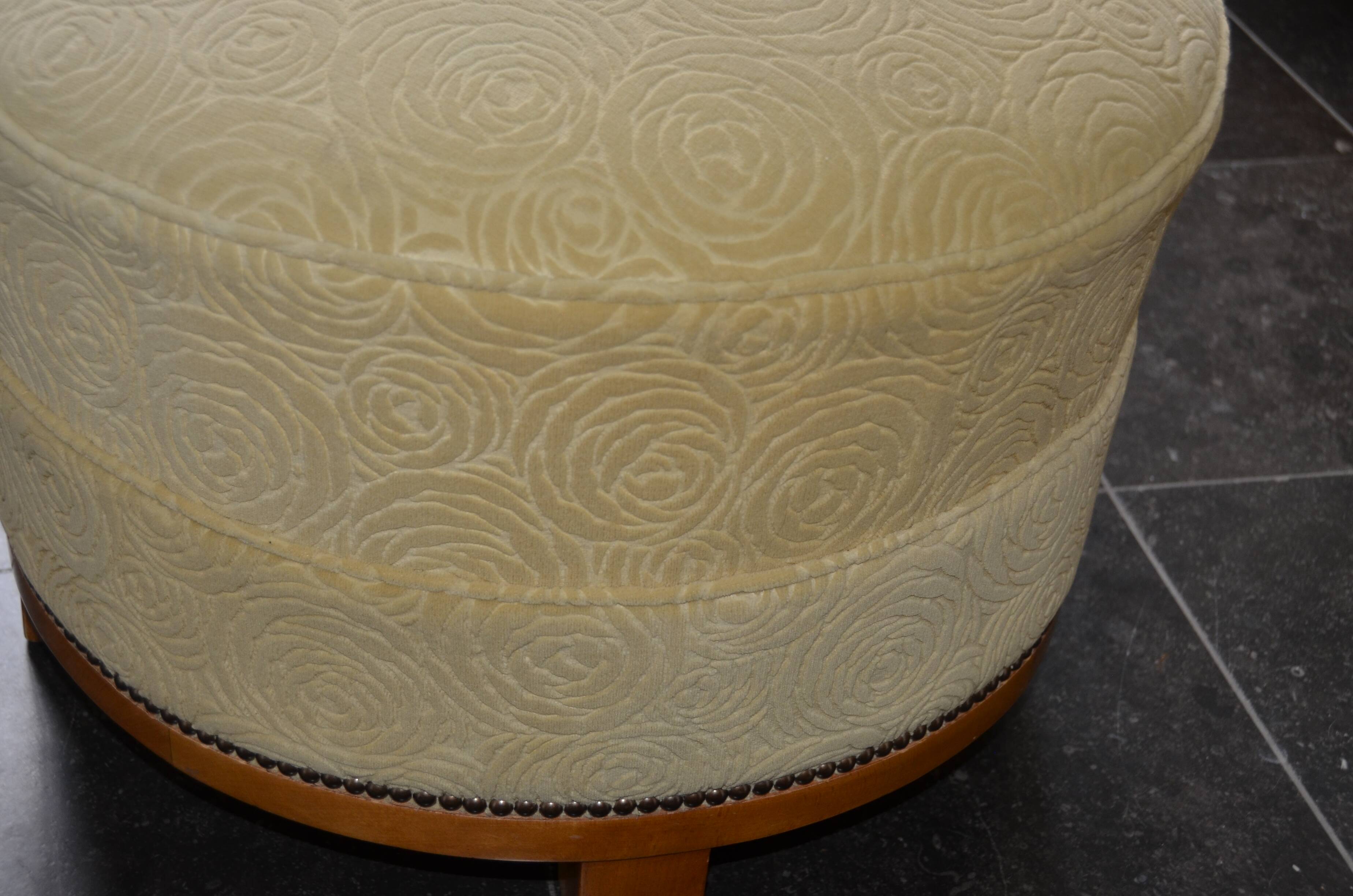 Pair of Art Deco armchairs and poufs