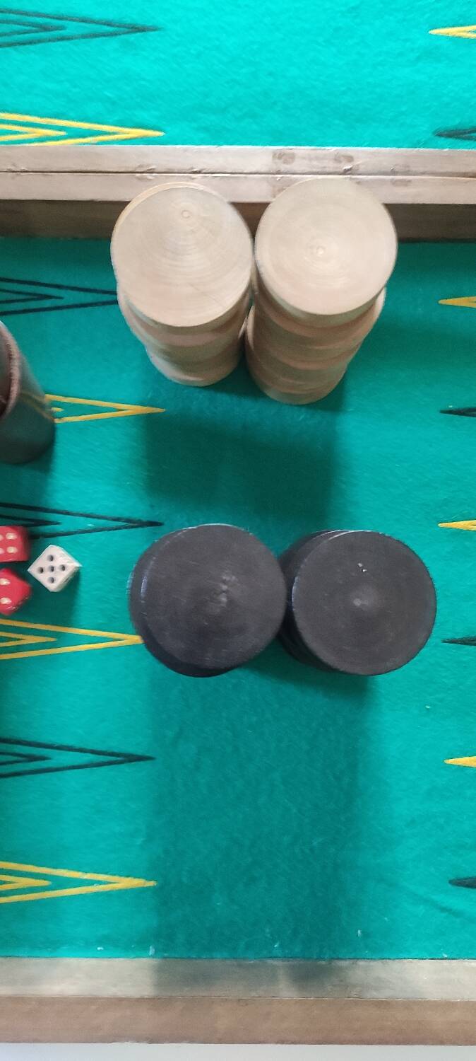 Large game box of backgammon, checkers