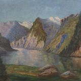 Painting "The River in the Mountains”, Scandinavian design, 1970s