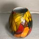 Old ceramic ball vase enamelled drawing fruits interior white vintage