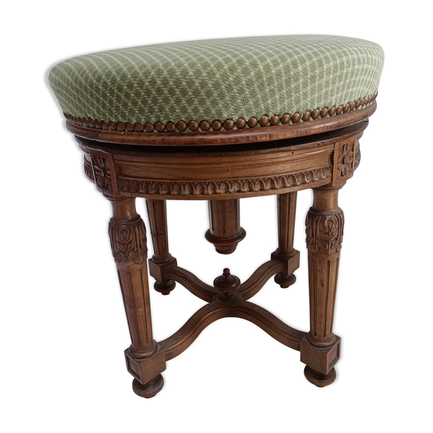 Louis XVI style piano stool in walnut