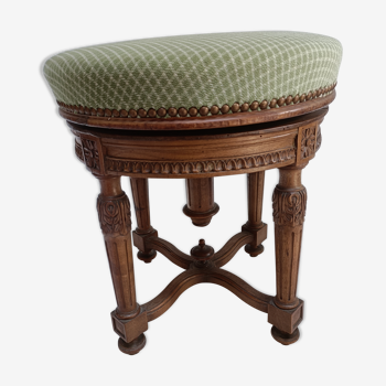 Tabouret de piano style Louis XVI en noyer