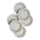 6 dessert plates Longwy in white and grey ironstone, "Saint Cloud" service.