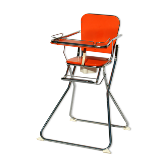 Chaise haute vintage 70 en formica orange
