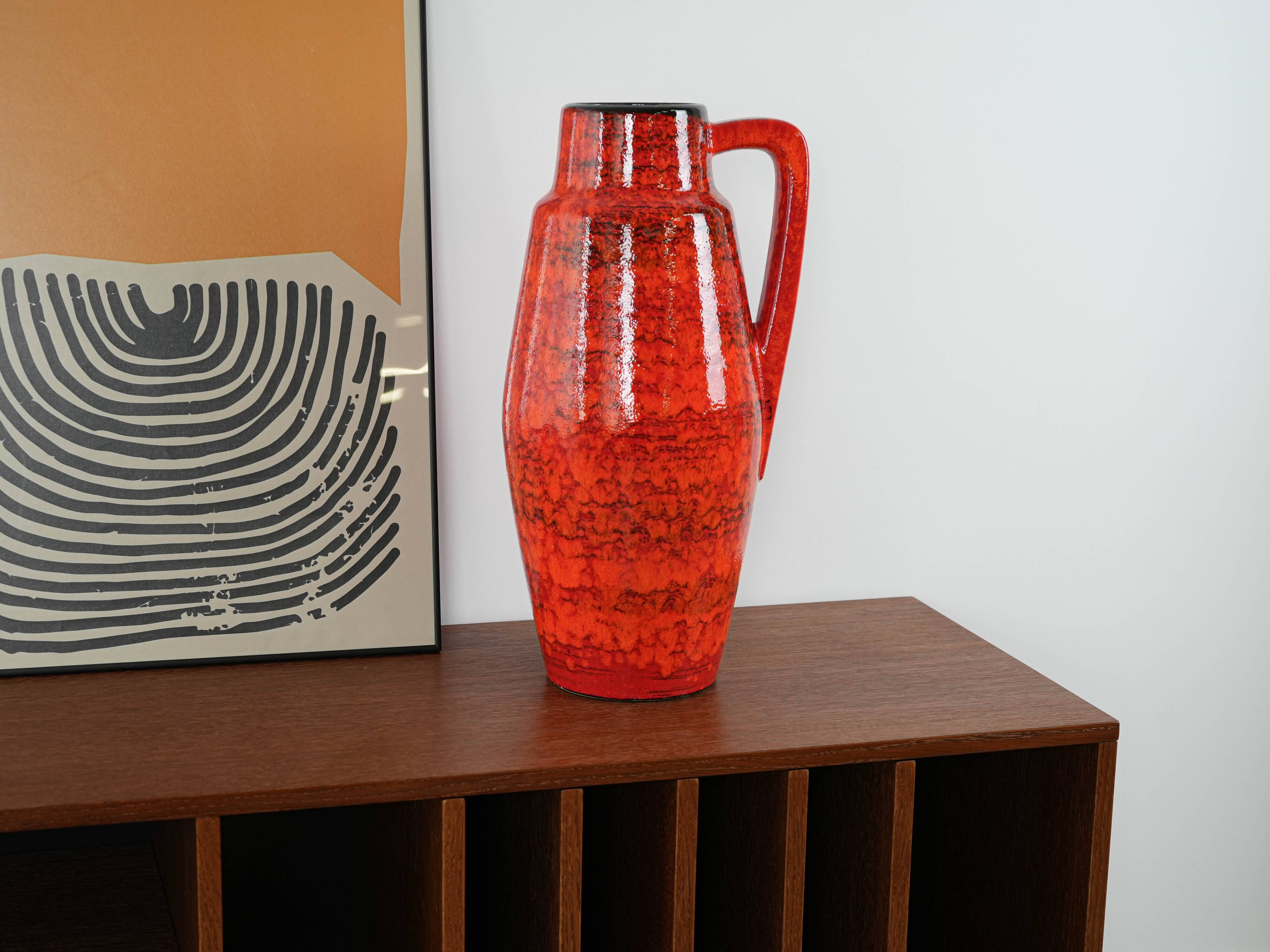 Vase en céramique rouge, design allemand, années 1960, fabriqué en Allemagne de l'Ouest.