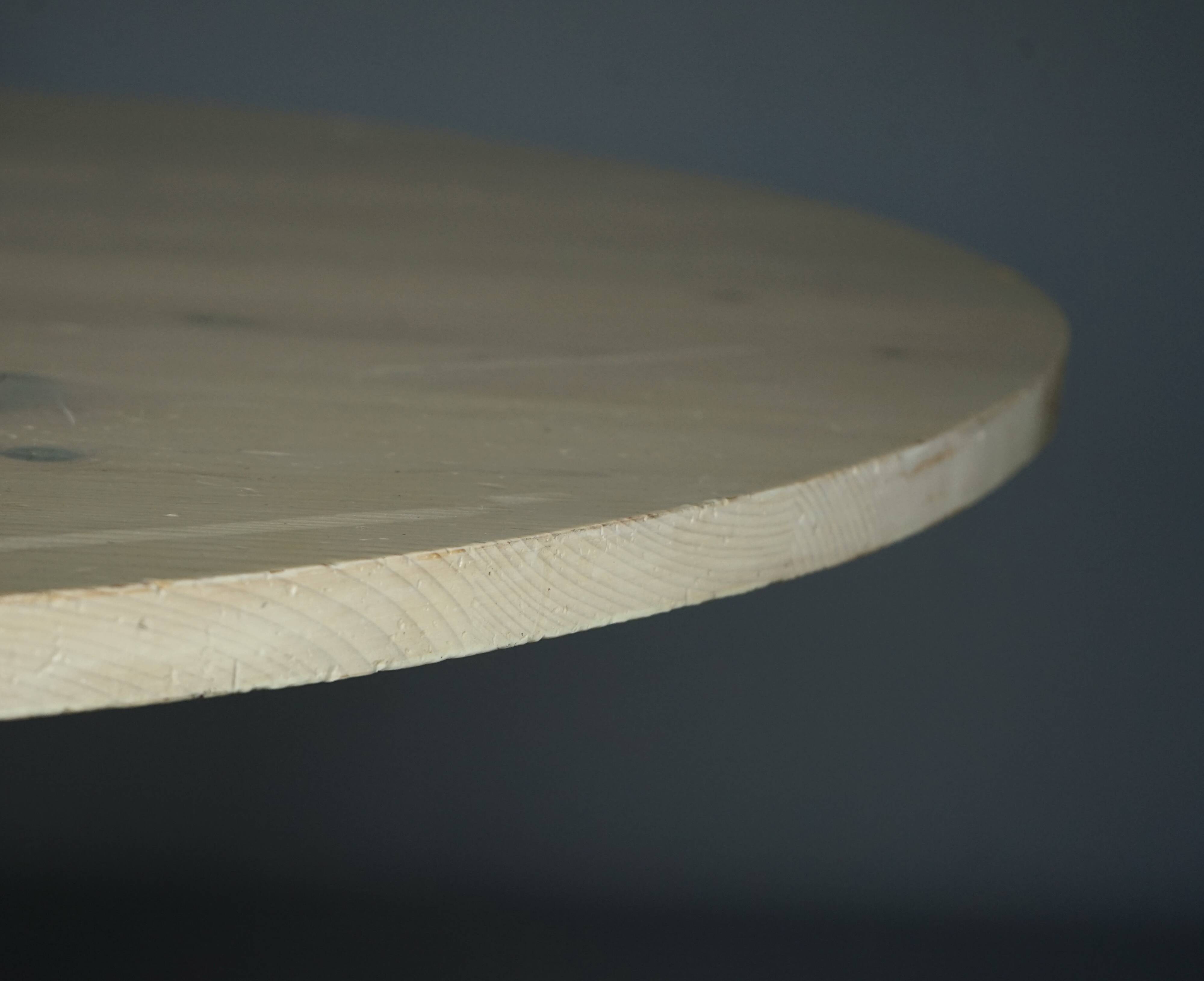 Architectural hand built Dining Table in white washed pine, 1970s
