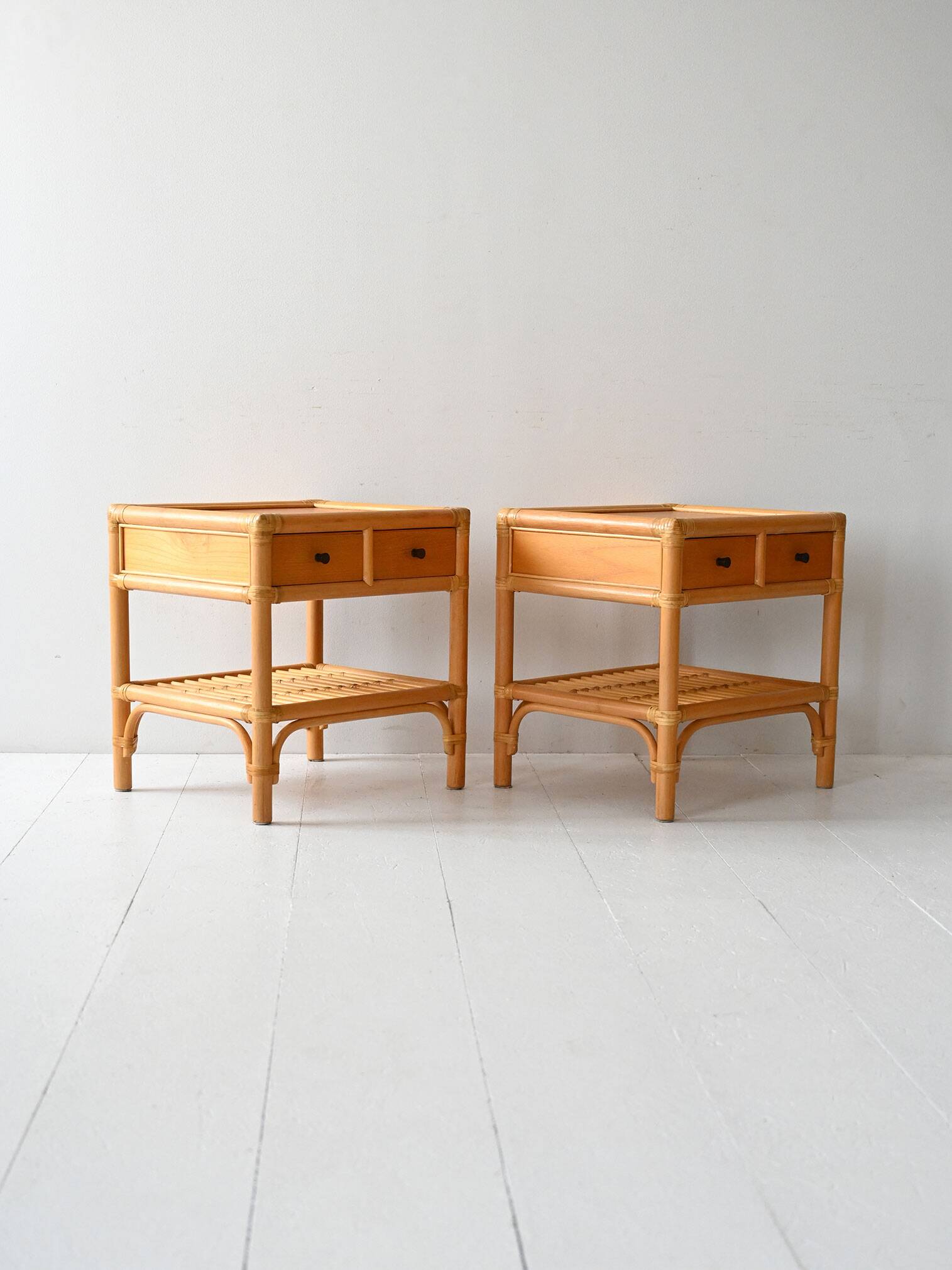 Pair of DUX Scandinavian Nightstands in Bamboo