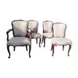 Set of 3 chairs and armchairs Louis XV