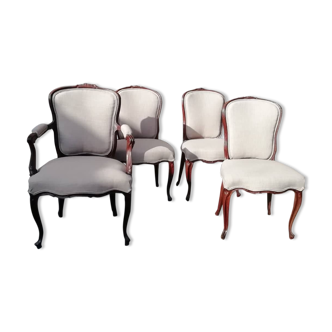 Set of 3 chairs and armchairs Louis XV