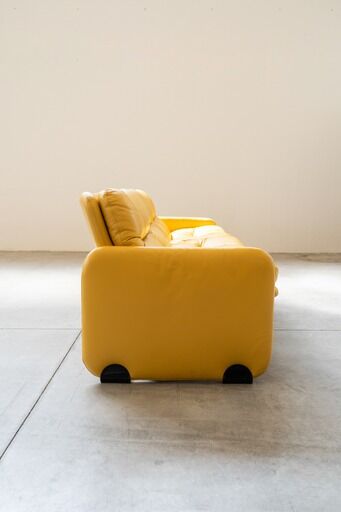 Salon en cuir par Ammainnati et Vitelli pour Brun vintage 1970