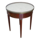 Bouillotte side table - mahogany veneer - white marble - Louis XVI - 1950