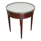 Bouillotte side table - mahogany veneer - white marble - Louis XVI - 1950