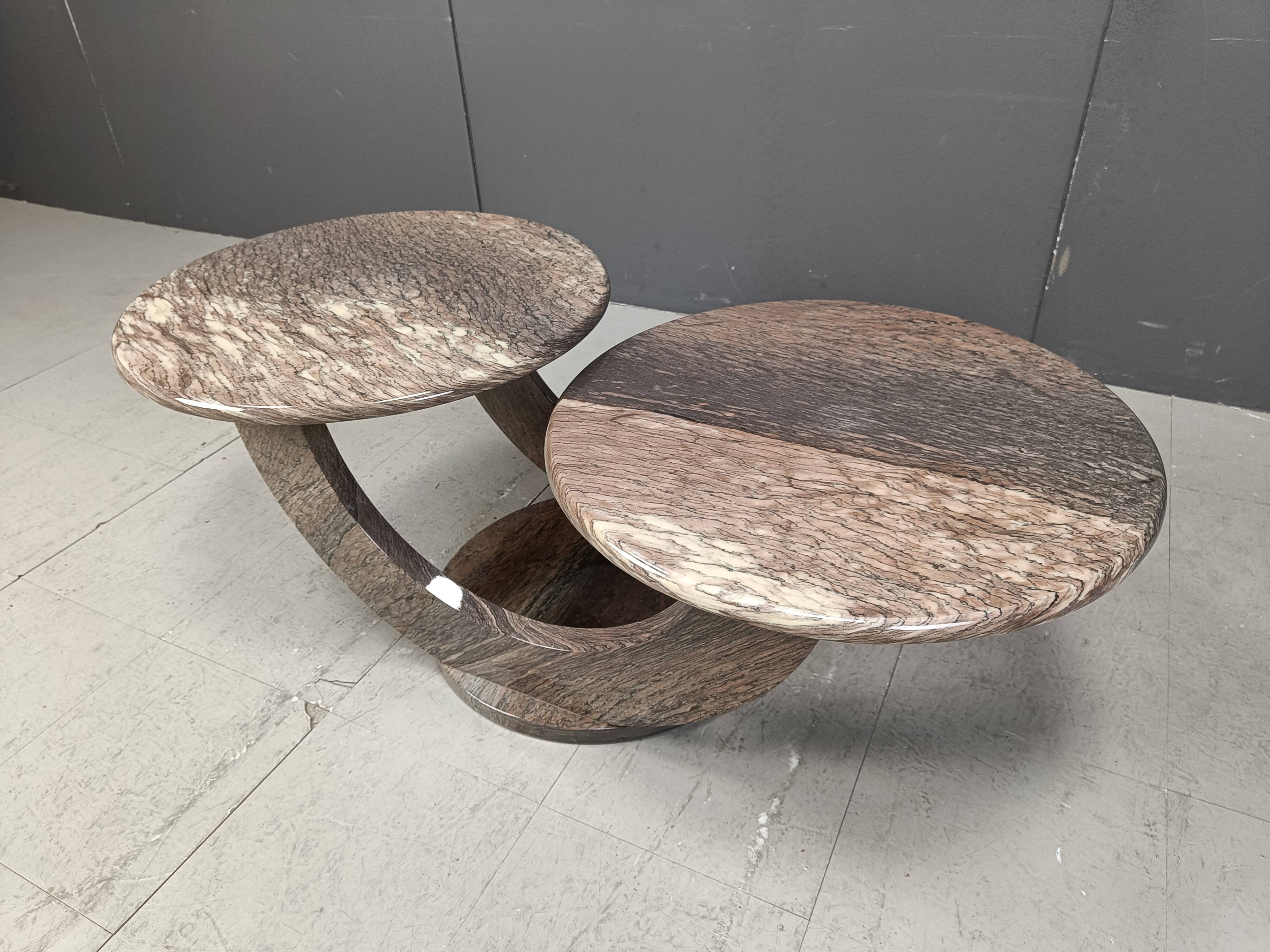 Vintage two tier marble coffee table, 1970s