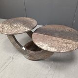 Table basse vintage à deux niveaux en marbre, années 1970