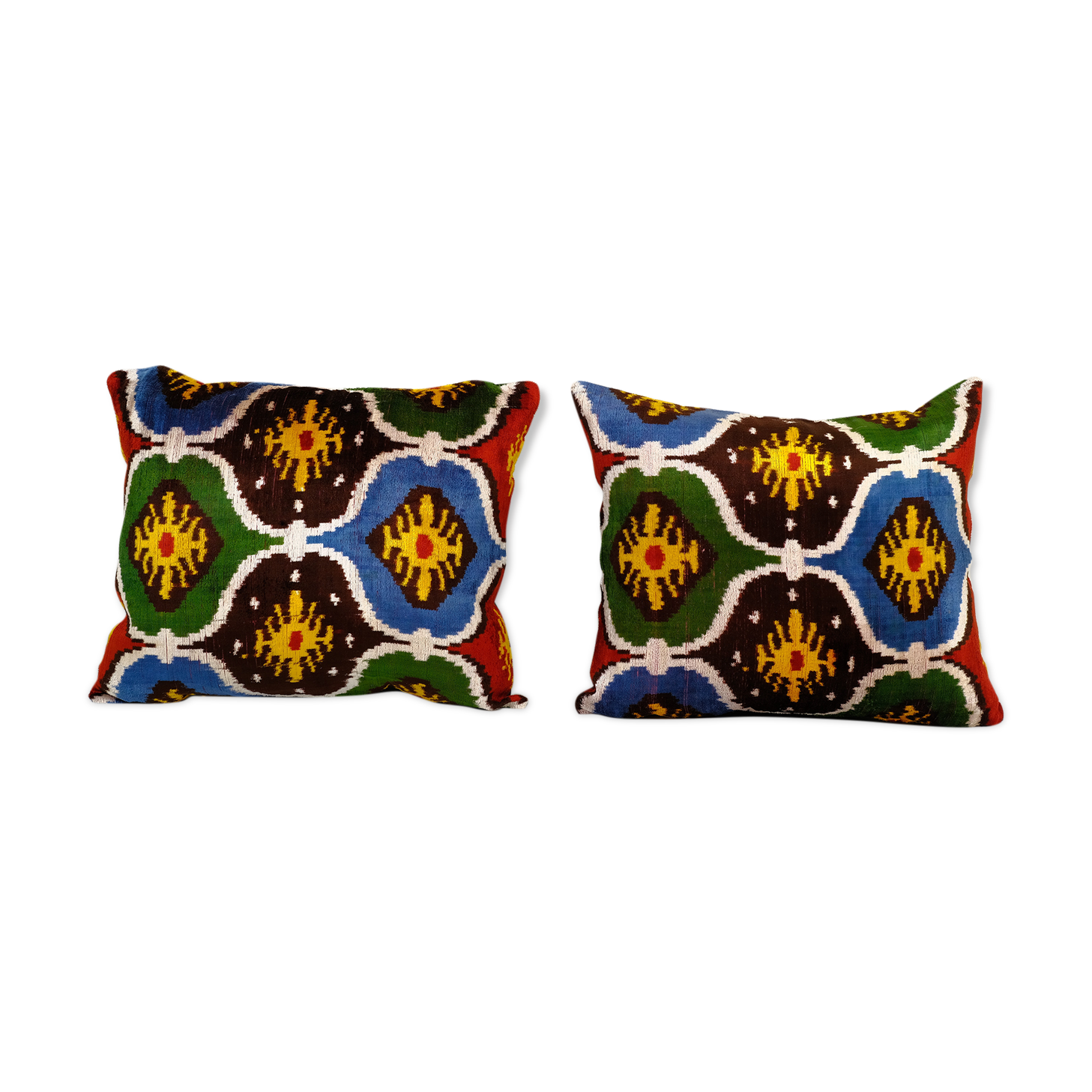 Set of two 16" x 20" ikat velvet pillow covers