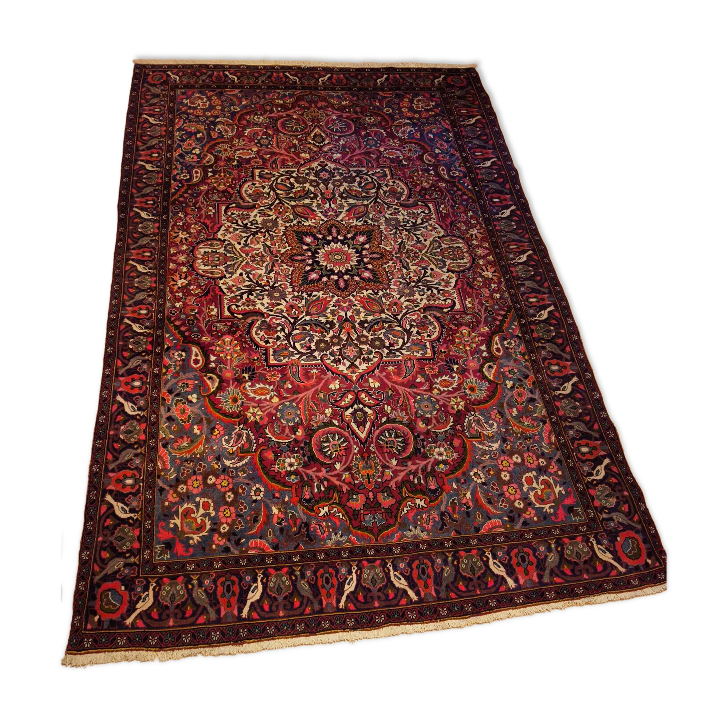Hand-knotted Bakhtiari Persian carpet from Iran.