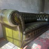 Chesterfield English green 3 seater genuine leather