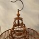 Ancienne cage à oiseaux en bois et rotin