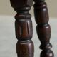 Rustic stool or side table in turned and carved solid oak, 19th century.