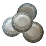 4 assiettes creuses anciennes terre de fer – Moulins des Loups, modèle Wilb