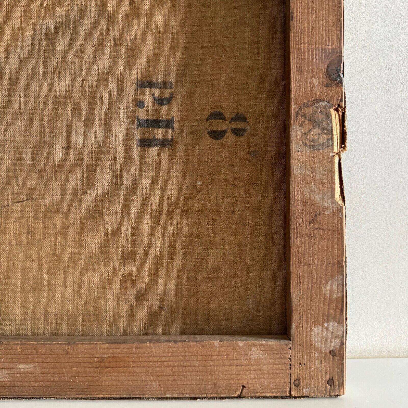 Oil on canvas depicting a river with a bridge, early 20th century