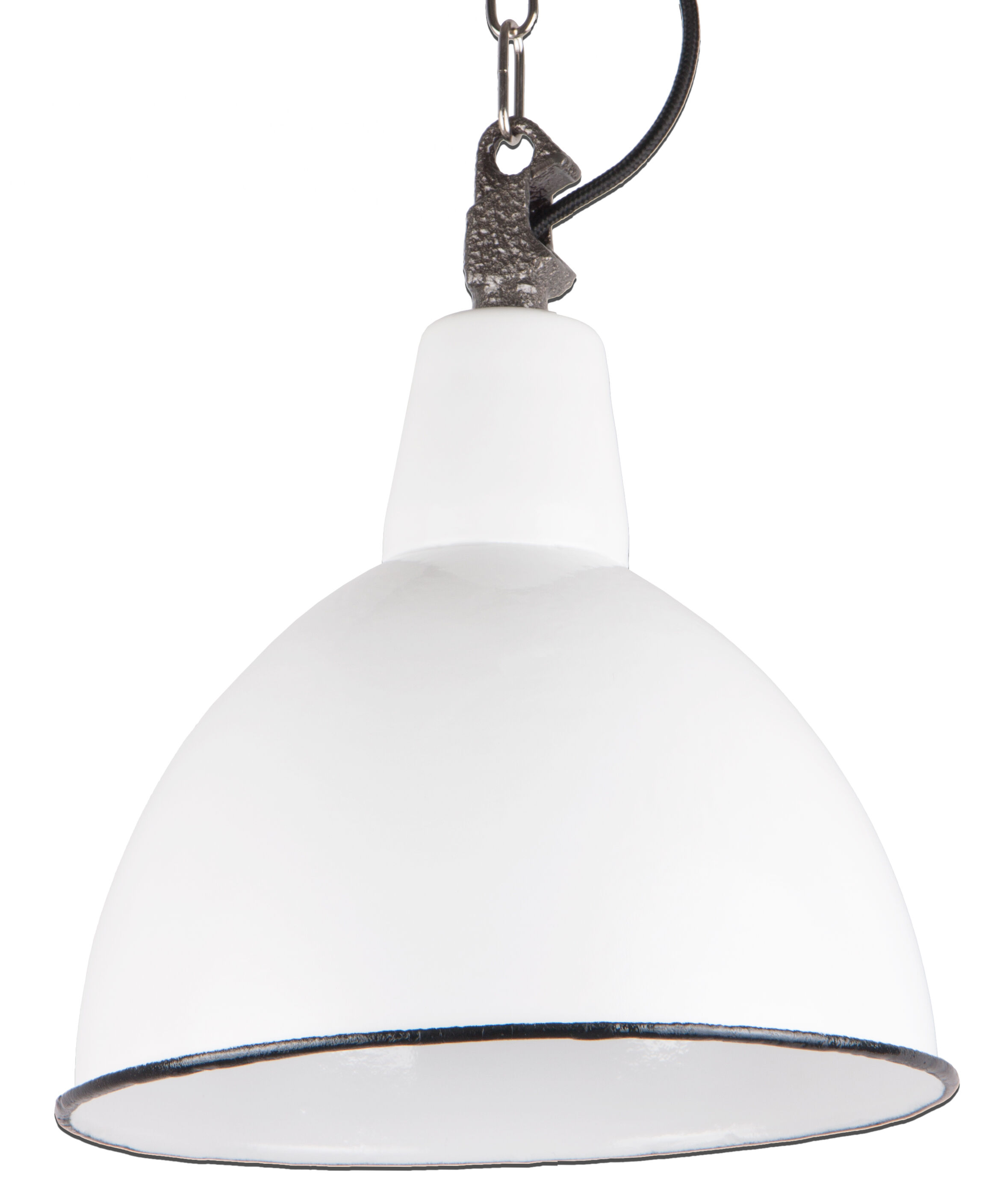 Industrial enamel lamp from Poland, white colour, 1960