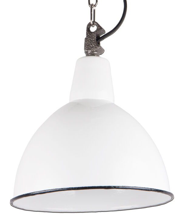 Suspension industrielle en émail de Pologne, couleur blanche, 1960