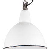 Industrial enamel lamp from Poland, white colour, 1960