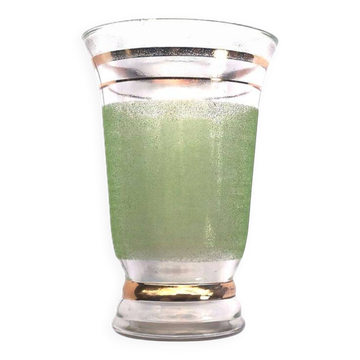 Vase en verre granité givré vert Années 50