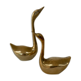 Pair of brass swans