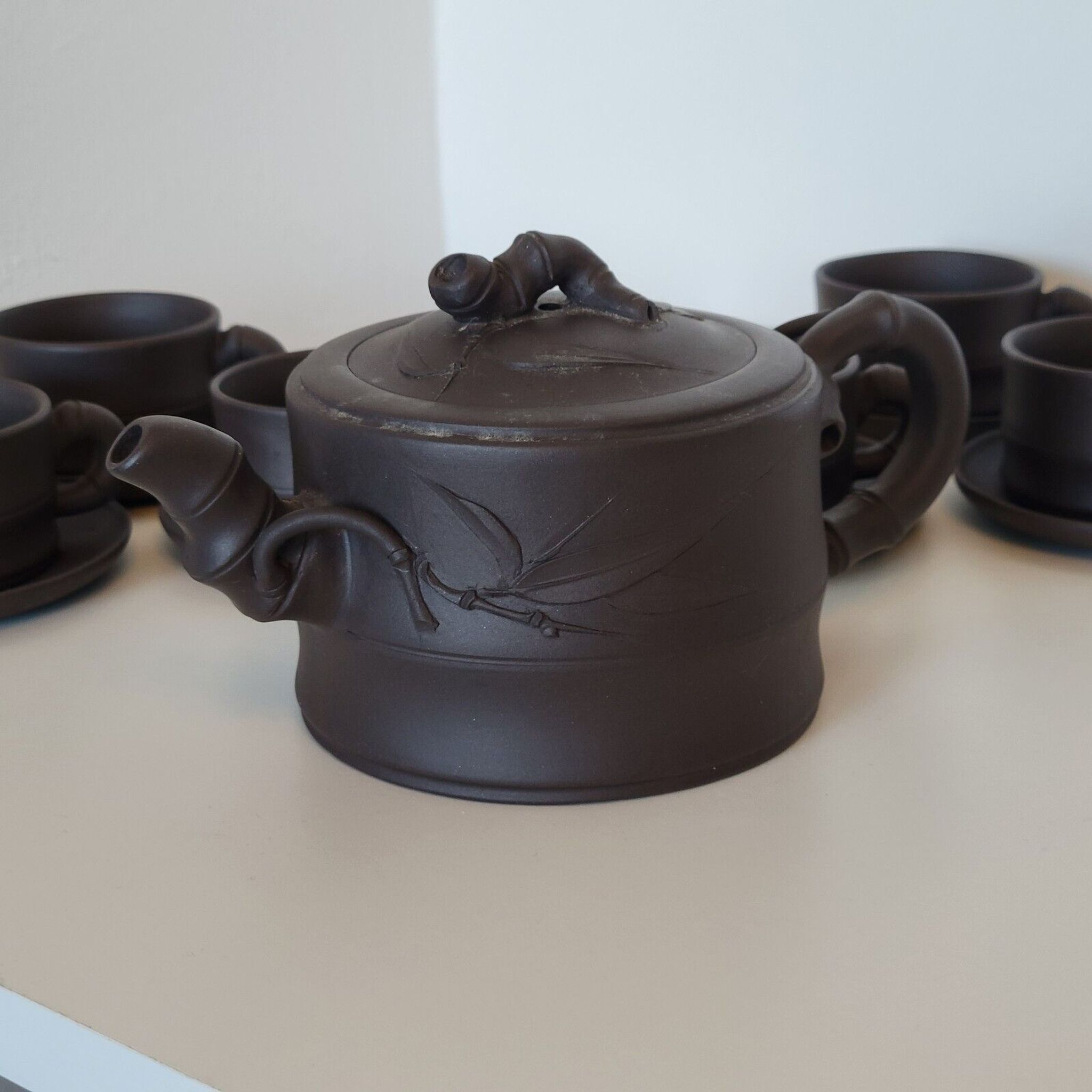Chinese Terracotta Tea Set Yixing Bamboo Decor