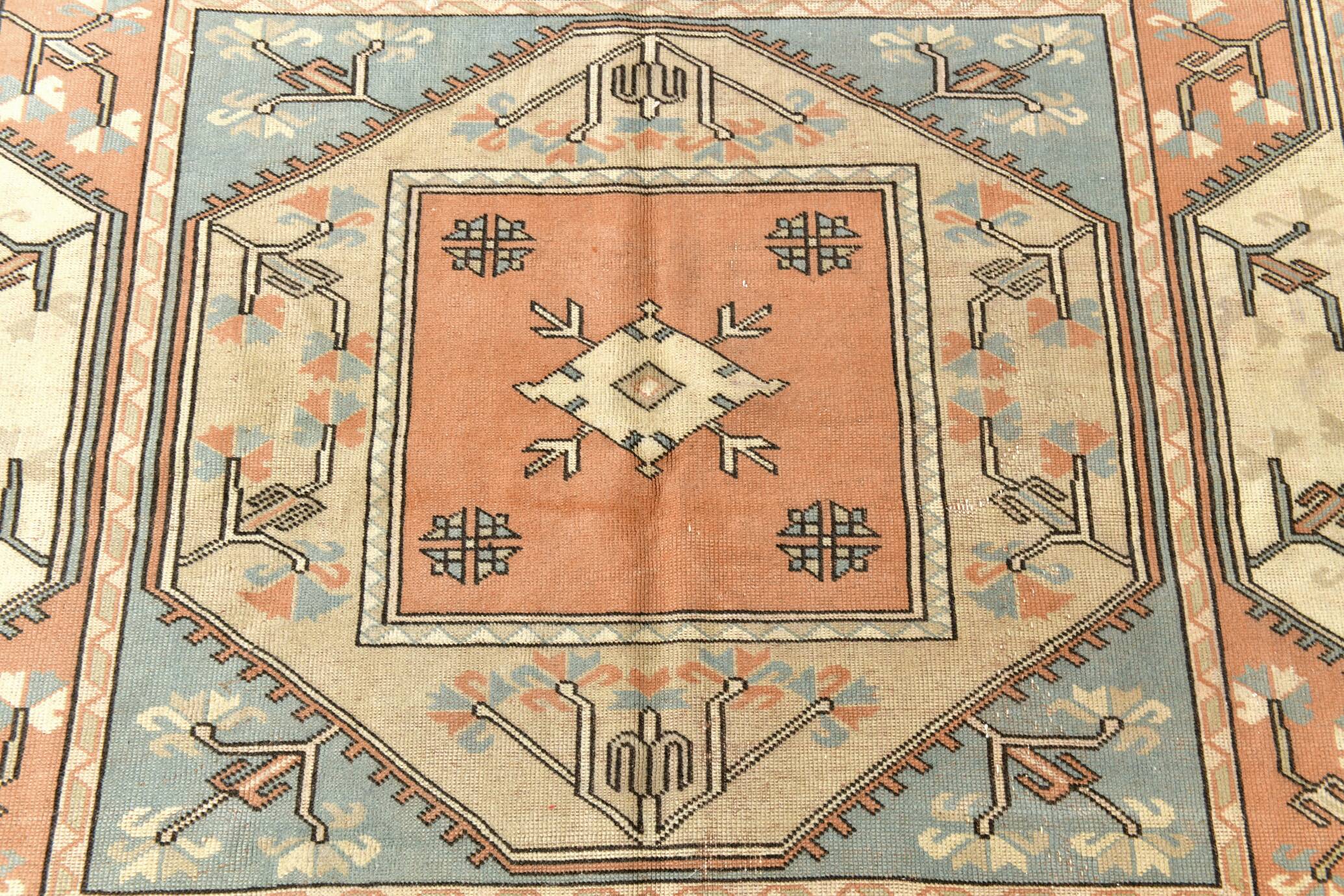 Salmon & Cream Square Persian Rug, 194x212Cm
