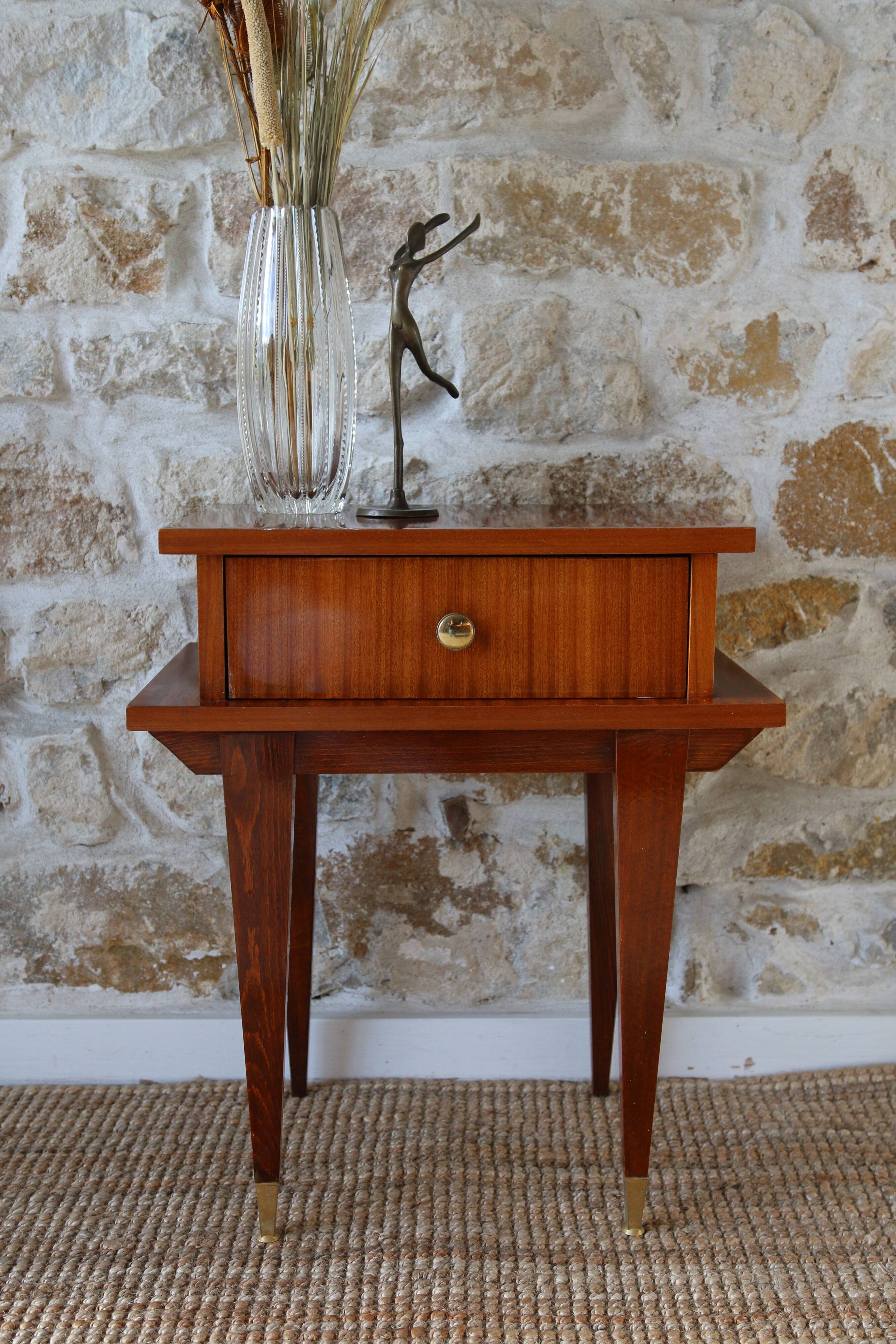Bedside table or sofa end table in wood veneer, Scandinavian style, 1960s-1970s