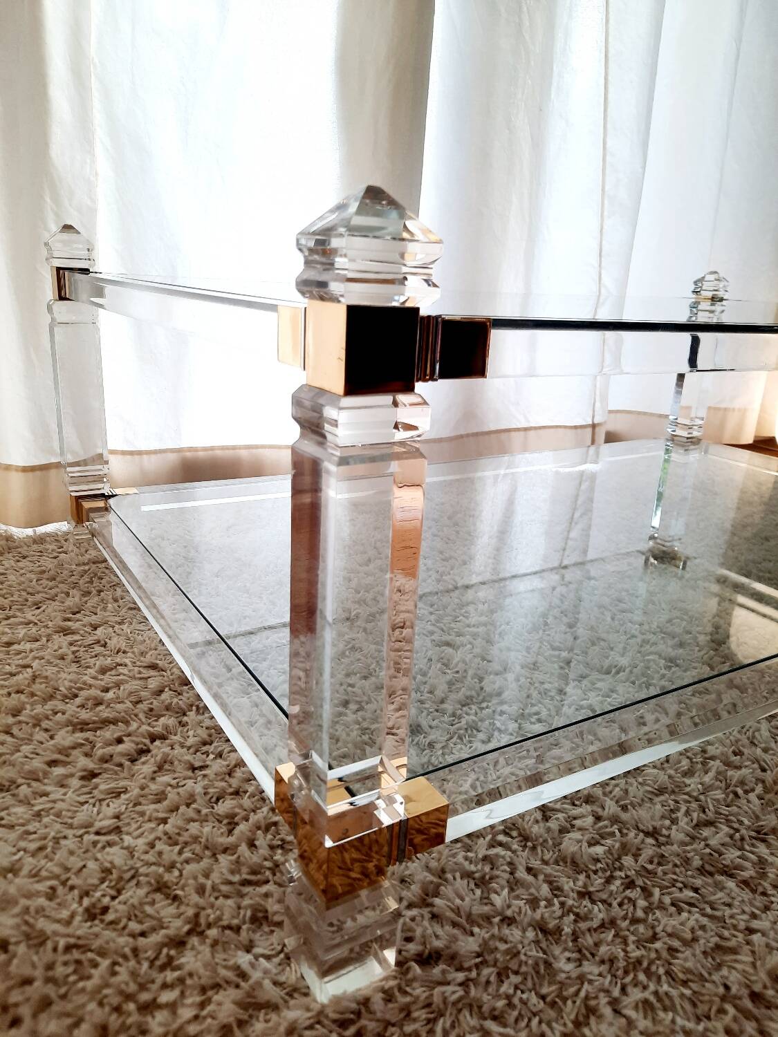 Coffee table in Altuglass "Romeo" 70s/80s