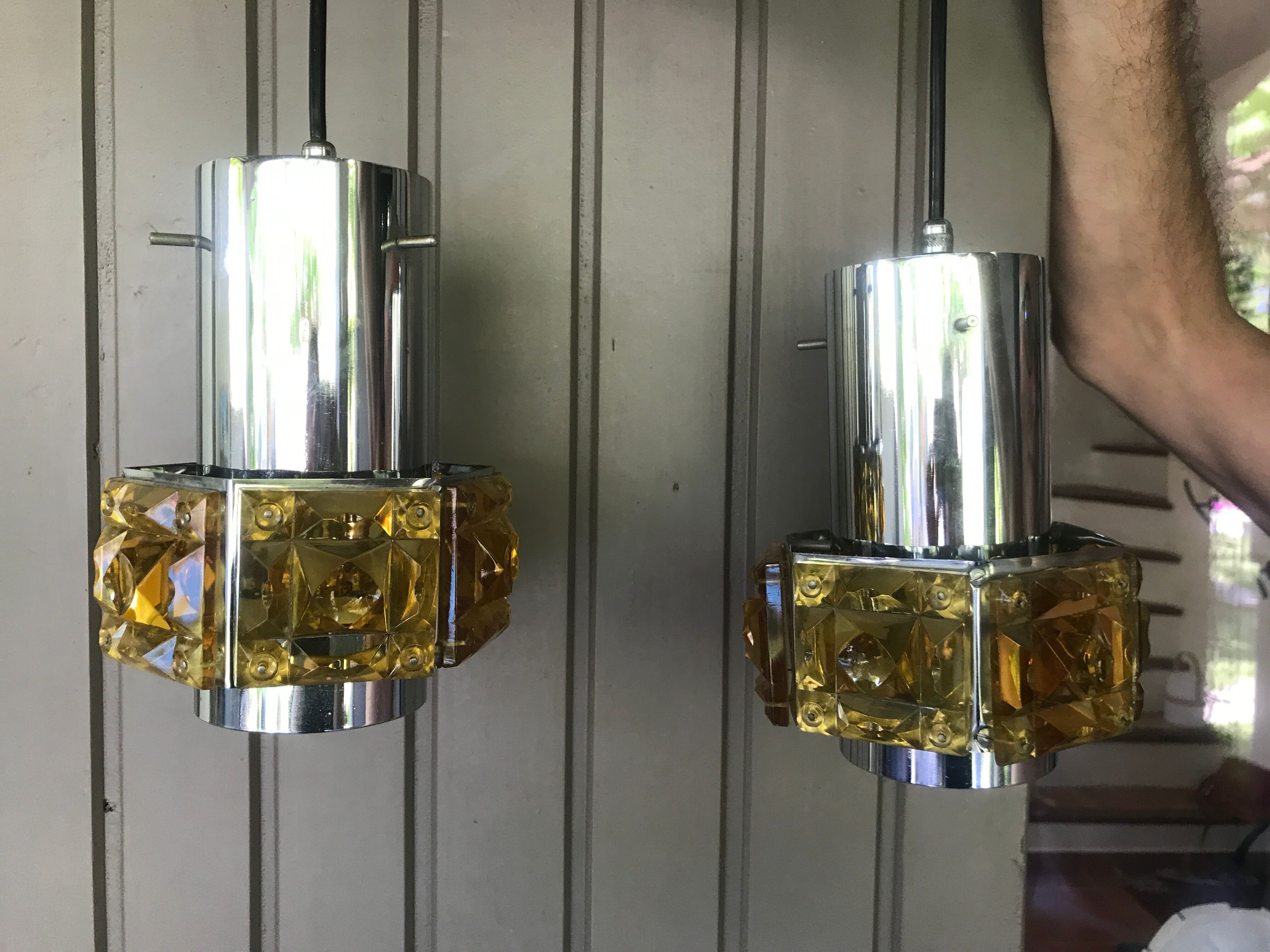 2 vintage chrome and orange plexi suspensions