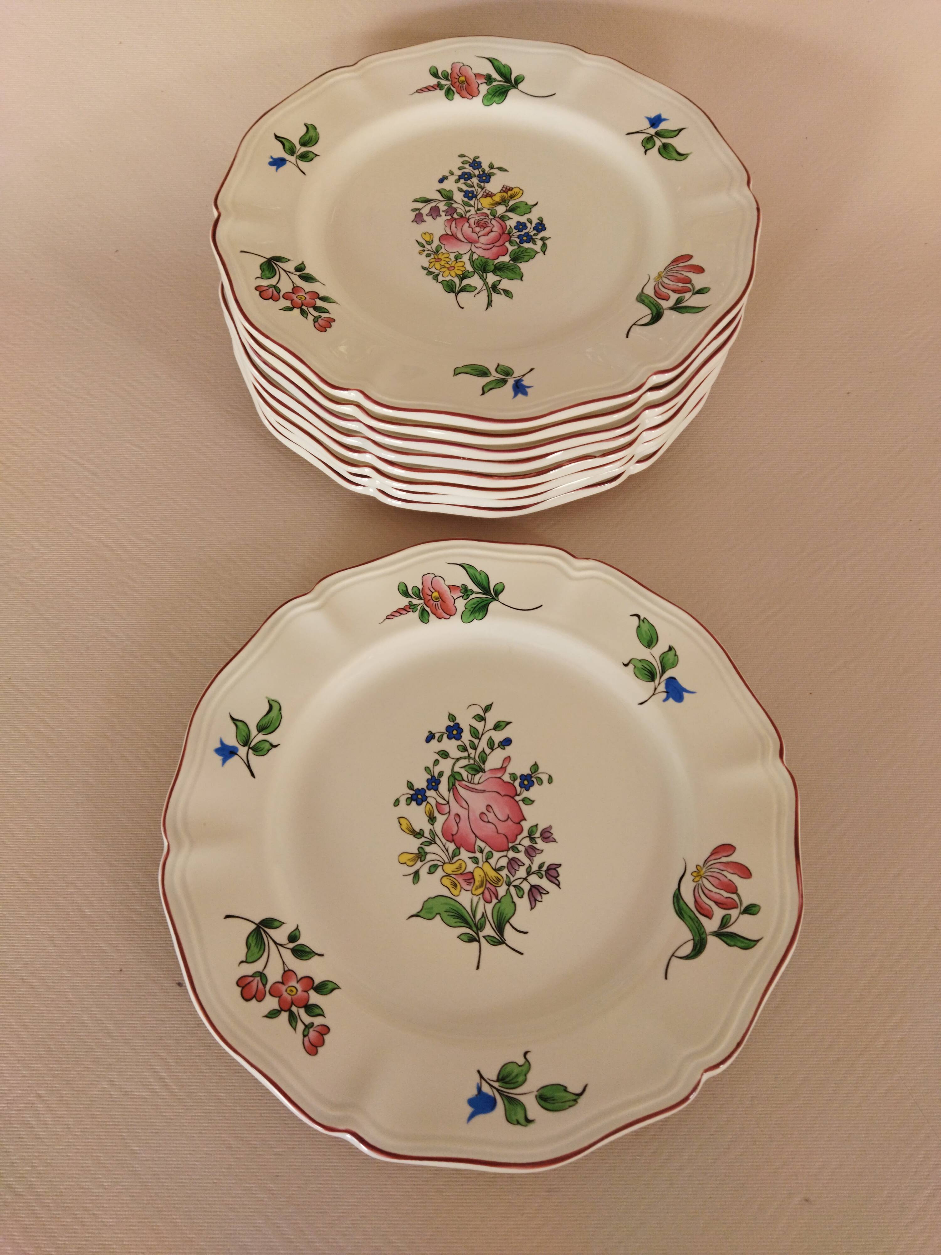 9 dessert plates “Réverbère fin” KG Lunéville