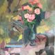 Oil painting bouquet & birds Marie Harnist