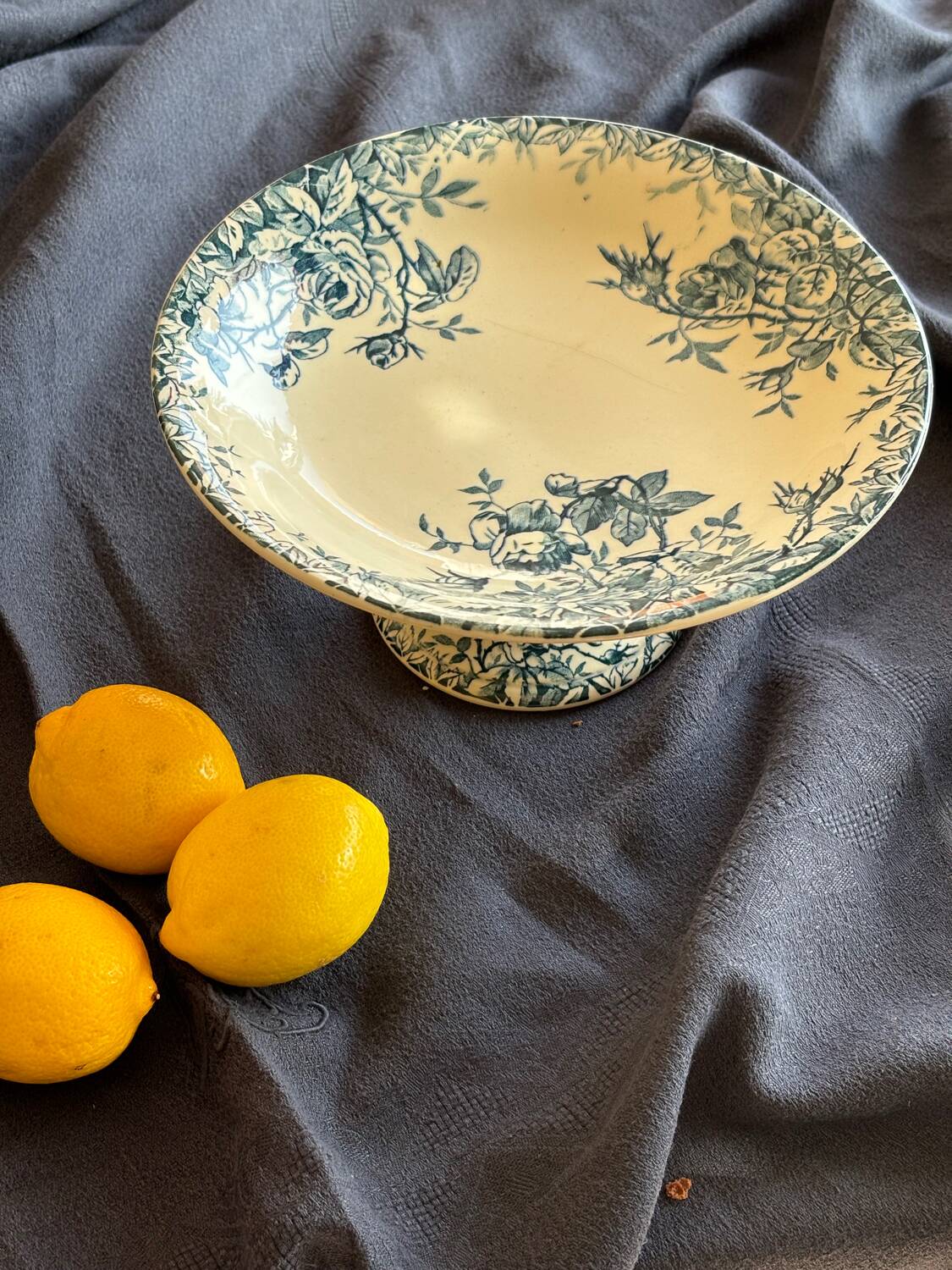 Gien iron clay compote bowl, “Floreal” model