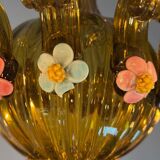 Venetian chandelier in multi-colored Murano glass with a green dominant color, 12 light arms, circa 1880