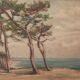 Oil on panel painting seaside signed Jeanne Prin